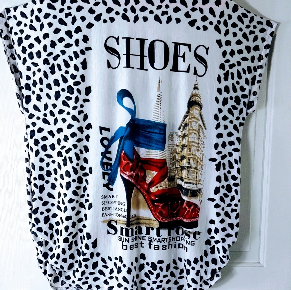 women's⭐blouse w. rhinestones top fashion shoe Xl - Picture 8 of 8